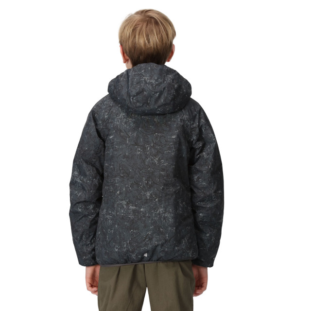 Regatta Volcanics vii terrain print reflecterende waterdichte jas voor kinderen/kinderen UTRG9126_sealgrey large