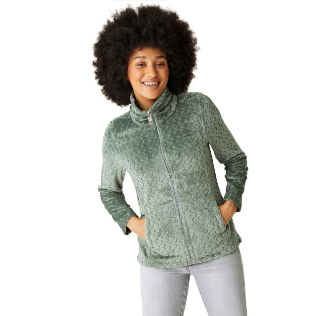 Regatta Dames heloise wavy fleece full zip fleecejack UTRG9272_darkestforestgreen large