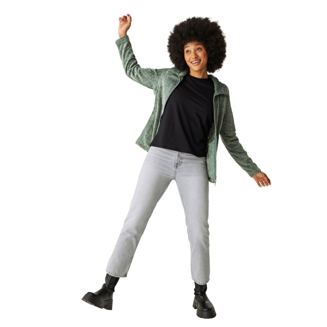 Regatta Dames heloise wavy fleece full zip fleecejack UTRG9272_darkestforestgreen large