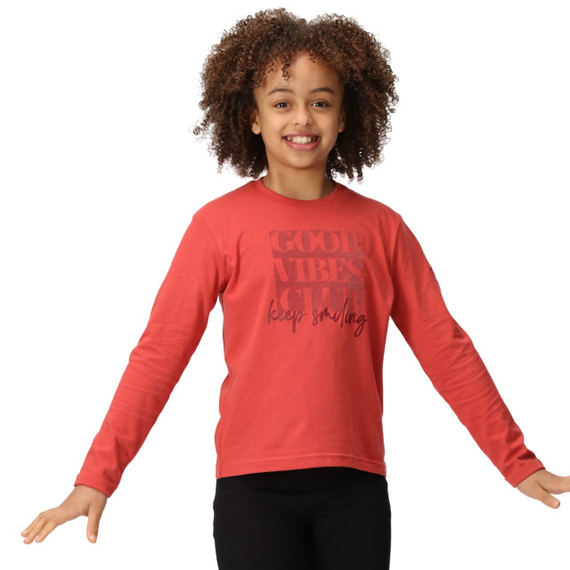 Regatta Kinderen/kinderen wenbie iii good vibes club t-shirt met lange mouwen UTRG8793_mineralred large
