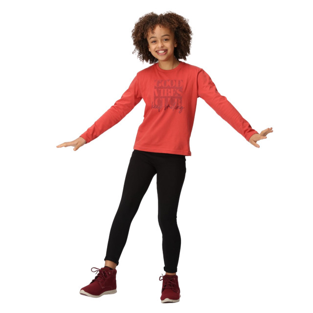 Regatta Kinderen/kinderen wenbie iii good vibes club t-shirt met lange mouwen UTRG8793_mineralred large