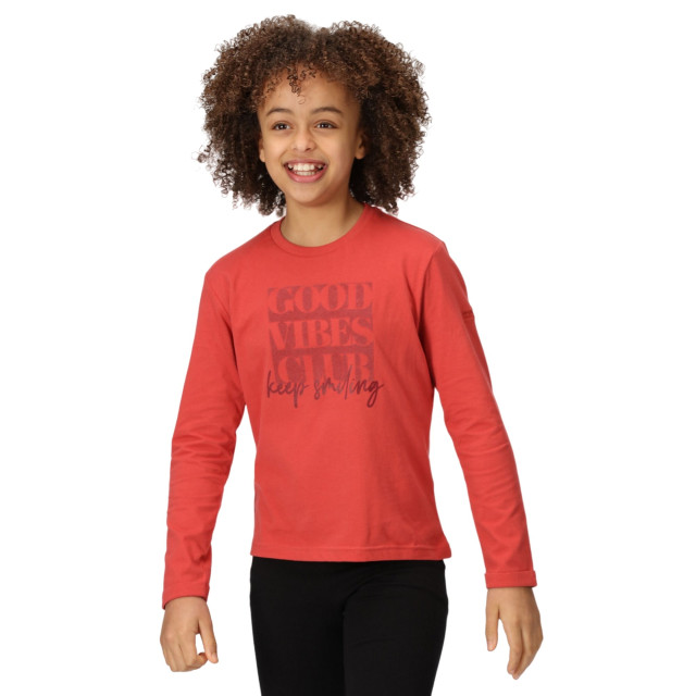Regatta Kinderen/kinderen wenbie iii good vibes club t-shirt met lange mouwen UTRG8793_mineralred large
