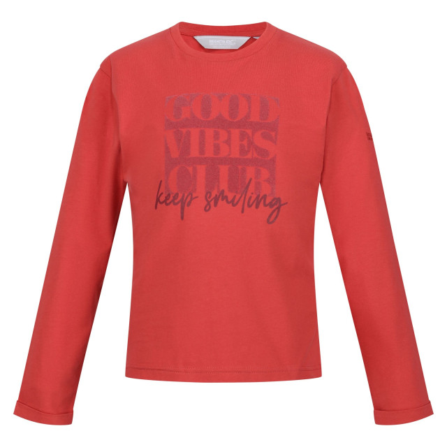 Regatta Kinderen/kinderen wenbie iii good vibes club t-shirt met lange mouwen UTRG8793_mineralred large