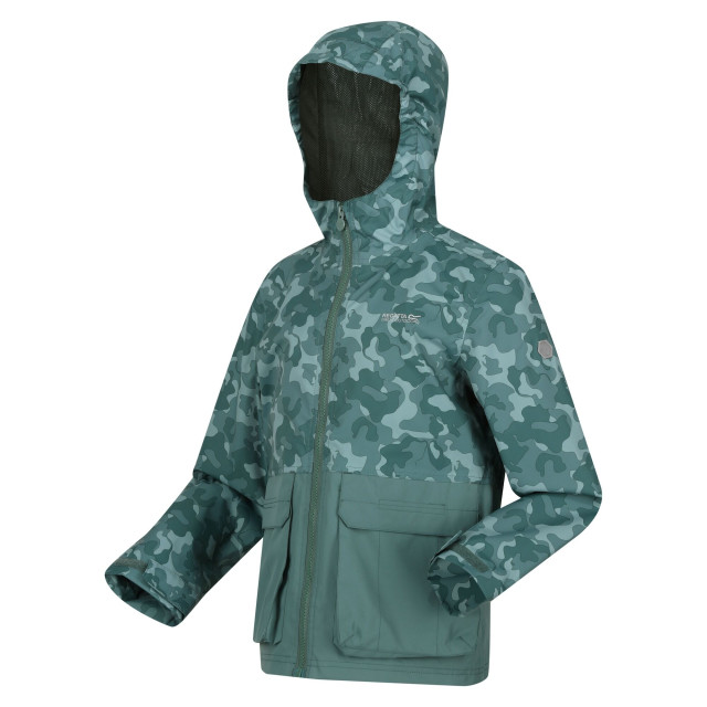 Regatta Hywell camouflage waterdichte jas voor kinderen/kinderen UTRG9259_seapine large