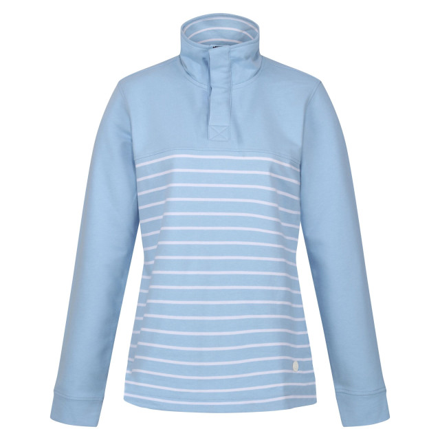 Regatta Dames bayla gestreept sweatshirt met knopenhals UTRG8868_powderbluewhite large