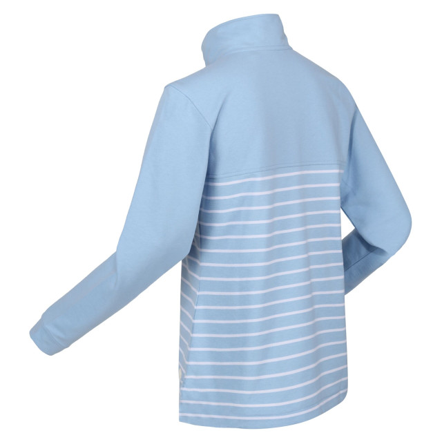 Regatta Dames bayla gestreept sweatshirt met knopenhals UTRG8868_powderbluewhite large
