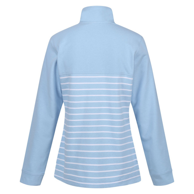 Regatta Dames bayla gestreept sweatshirt met knopenhals UTRG8868_powderbluewhite large