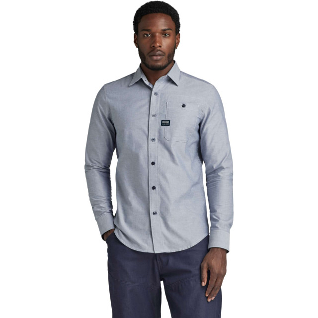 G-Star Bristum 2.0 slim shirt l\s blue-white D23553-7665-D139 large