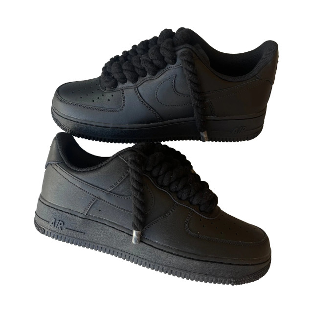 Nike Air force 1 low rope laces black custom 315122-116 large