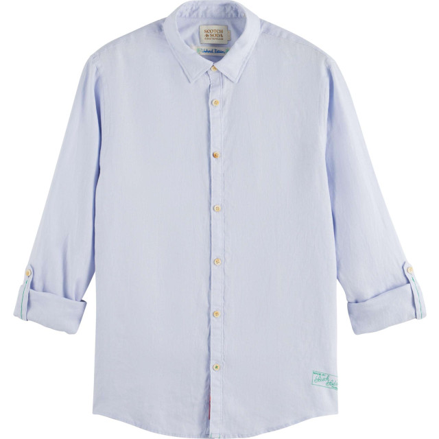 Scotch & Soda Linen shirt with roll-up shirt blue 177150-6867 large