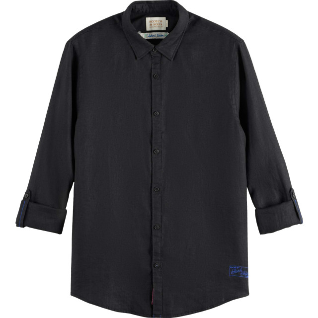 Scotch & Soda Linen shirt with roll-up black 177150-0008 large