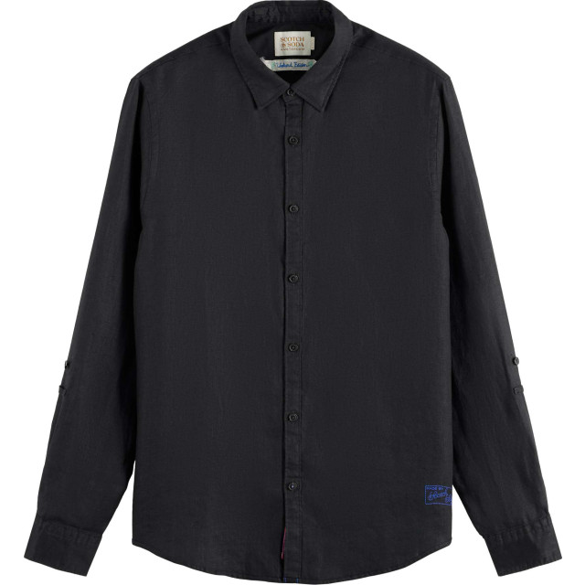 Scotch & Soda Linen shirt with roll-up black 177150-0008 large