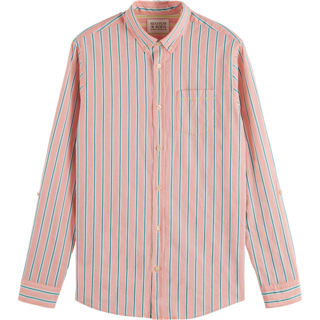 Scotch & Soda Dobby stripe roll up sleeves coral stripe 175700-5796 large