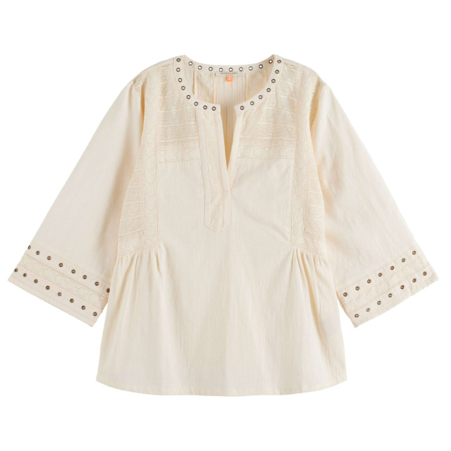 Scotch & Soda Top with eyelet details soft ice 177174-6643 large