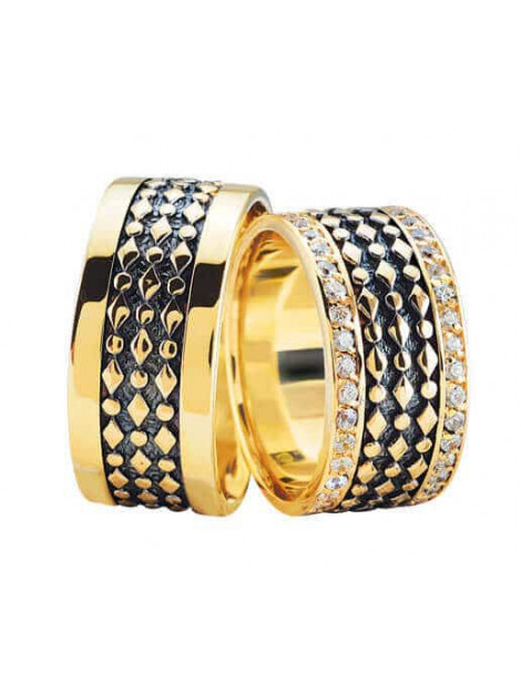 Christian Gouden trouwringen met 2 rijen diamanten 3968L large