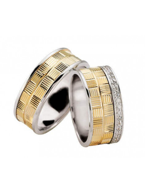 Christian Bicolor diamanten trouwringen geribbeld 0293O8-3972JC large
