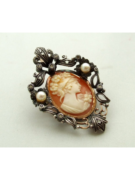 Christian Antieke broche met roosdiamant en parel 0462OCC large
