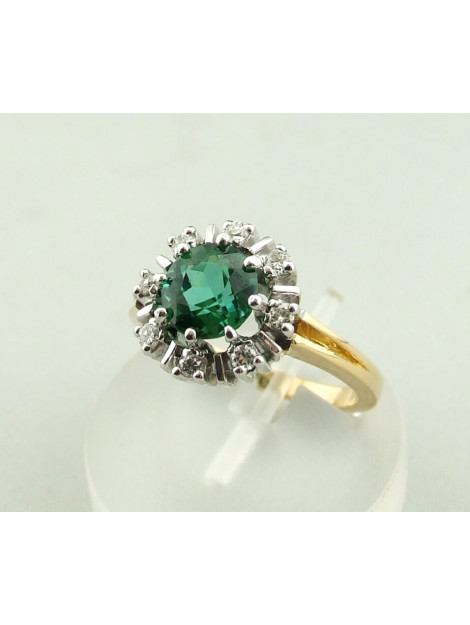 Christian Bicolor ring met diamant en synthetische toermalijn 9038F3-0496OCC large