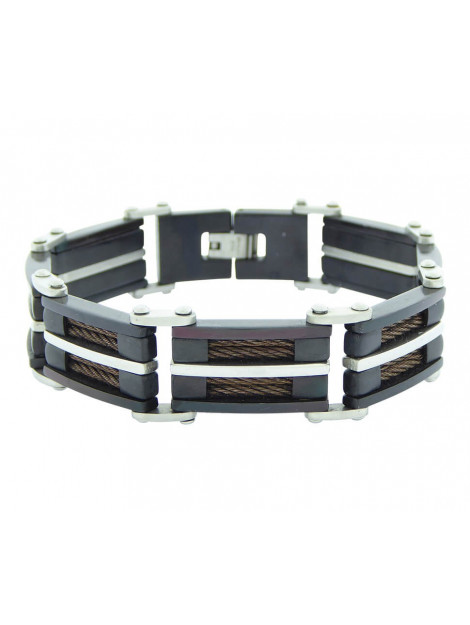 Christian Leather and steel bracelet 187E89-0451JC large