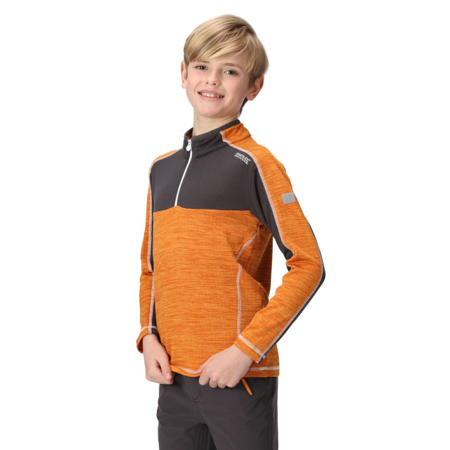 Regatta Kinderen/kinderen hewley recycled half zip fleece top UTRG7988_orangepeppersealgrey large