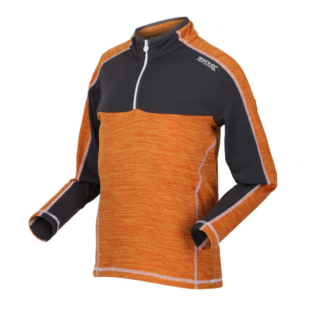 Regatta Kinderen/kinderen hewley recycled half zip fleece top UTRG7988_orangepeppersealgrey large