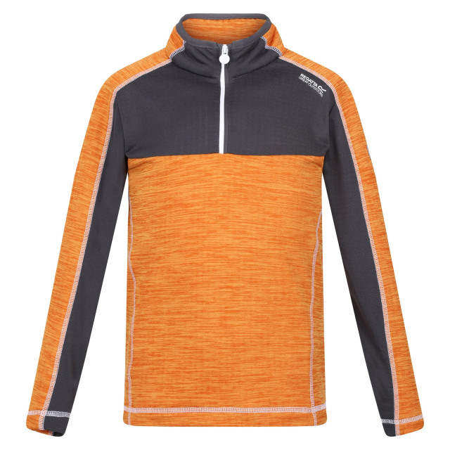 Regatta Kinderen/kinderen hewley recycled half zip fleece top UTRG7988_orangepeppersealgrey large