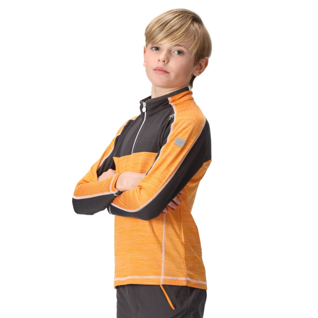 Regatta Kinderen/kinderen hewley recycled half zip fleece top UTRG7988_apricotcrushsealgrey large