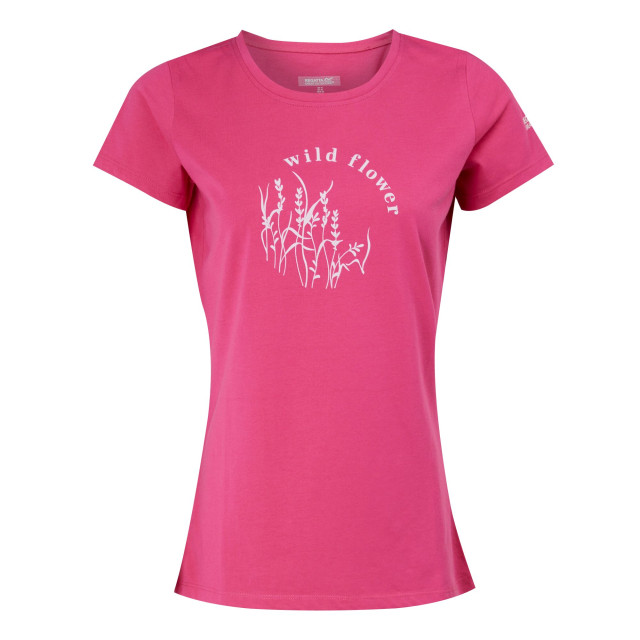 Regatta Dames breezed iv plants t-shirt UTRG9826_flamingopink large