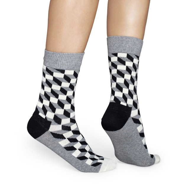 Happy Socks Filled optic sokken zwart/wit/grijs maat 41-46 Happy Socks Filled Optic Sokken - Zwart/Wit/Grijs - Maat 41-46 large