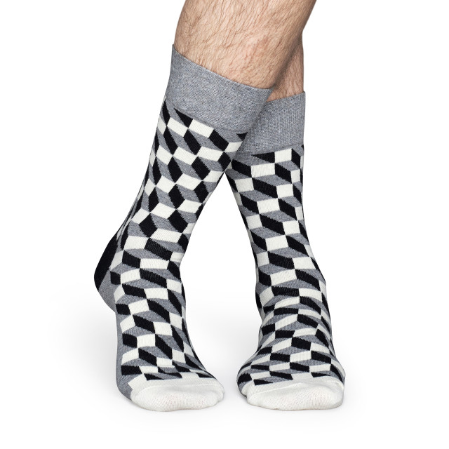 Happy Socks Filled optic sokken zwart/wit/grijs maat 41-46 Happy Socks Filled Optic Sokken - Zwart/Wit/Grijs - Maat 41-46 large