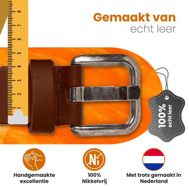 Timbelt Arieszzz riem heren riem dames leder - ARIESZZZ - Riem Heren - Riem Dames - Leder - Cognac large