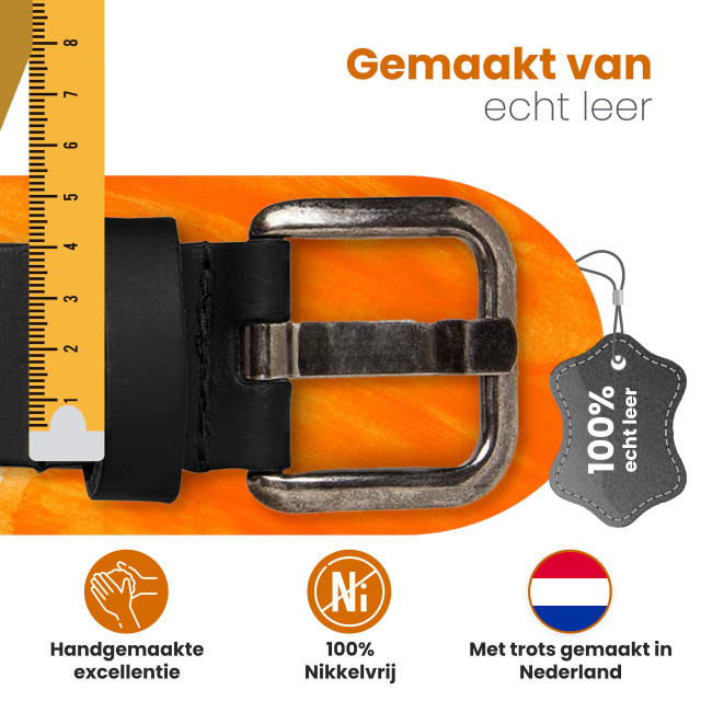 ARIESZZZ riem heren riem dames leder - Arieszzz Zwarte Leren Riem | Handgemaakt & Unisex large