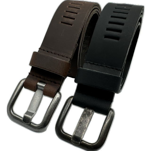 ARIESZZZ Riem unisex leder zwart bruin 2 pack Arieszzz Leren Riemen 2-Pack Zwart & Bruin – Unisex large