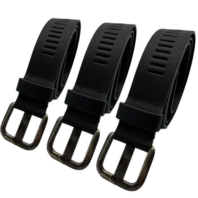 ARIESZZZ Riem unisex leder - 3 pack Arieszzz 3-Pack Zwarte Leren Riemen – Heren | 4 cm large