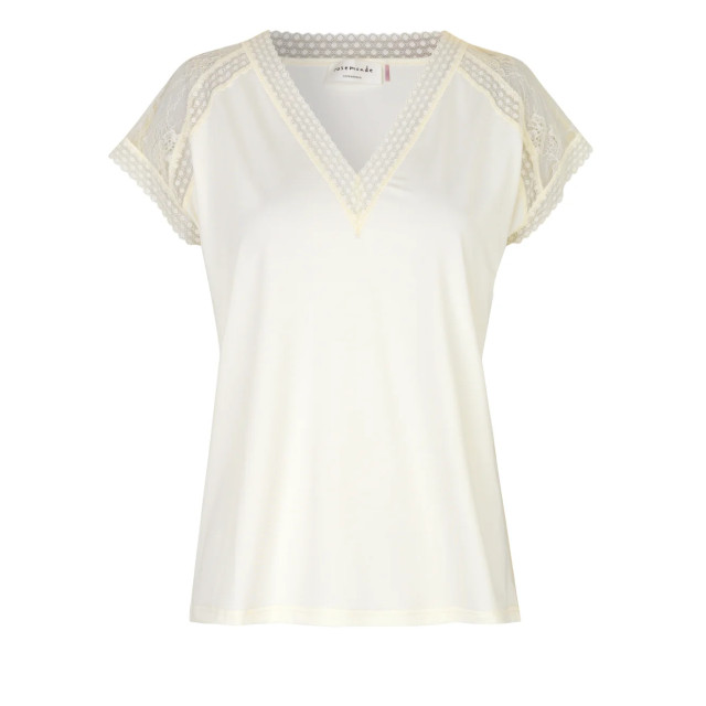 Rosemunde T-shirt met v-hals en kant ivory 4900-037-36-1-1 large