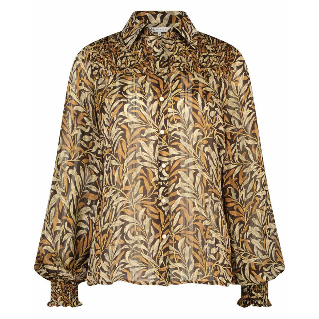 Nukus Brussel blouse leaves brown/khaki FW224501011 large