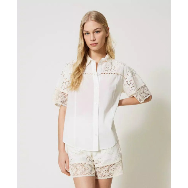 Twin-set Poplin hirt h broderie anglaie and lace 231LM2YAA large