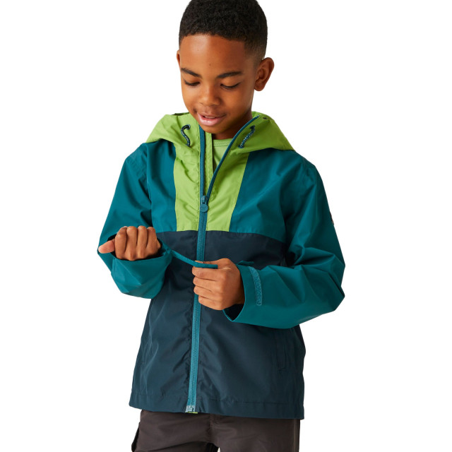 Regatta Hanleigh waterdichte jas voor kinderen/kinderen UTRG10082_piquantgreenmoroccanbluenavy large Regatta Hanleigh waterdichte jas voor kinderen/kinderen UTRG10082_piquantgreenmoroccanbluenavy large