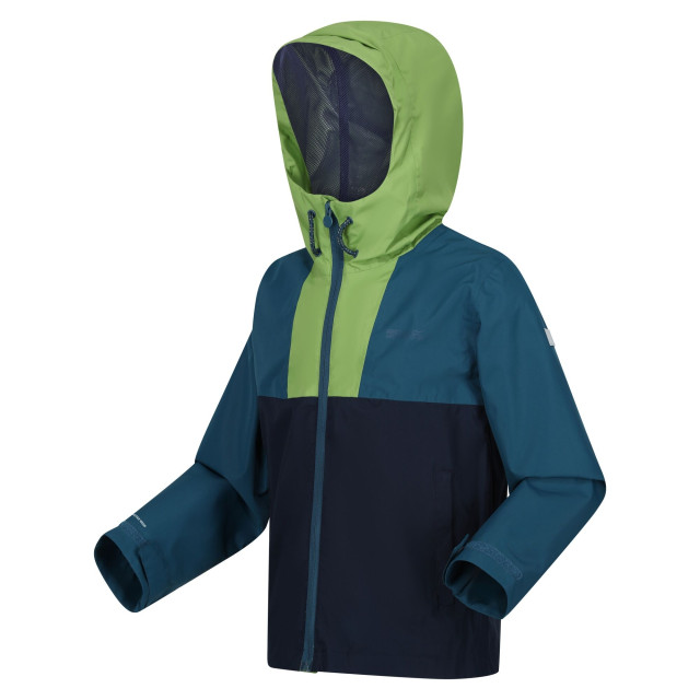 Regatta Hanleigh waterdichte jas voor kinderen/kinderen UTRG10082_piquantgreenmoroccanbluenavy large Regatta Hanleigh waterdichte jas voor kinderen/kinderen UTRG10082_piquantgreenmoroccanbluenavy large
