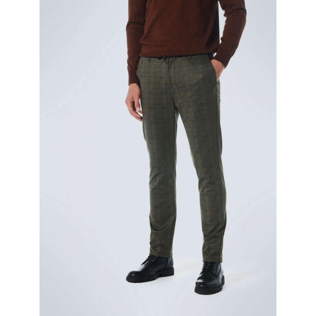 No Excess Pants stretch jersey check taupe 217050805-044 large