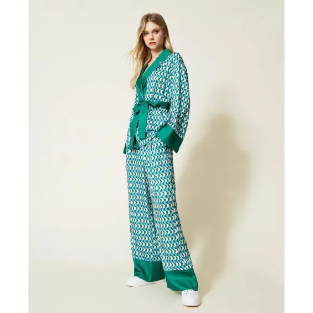 Twin-set Pantalone 10029 bic. t. new poi/green flag 222LI26HH large