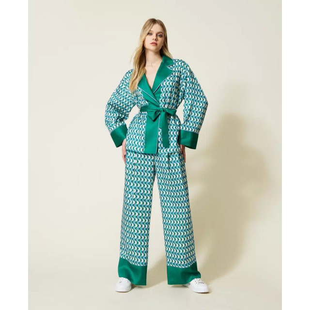 Twin-set Pantalone 10029 bic. t. new poi/green flag 222LI26HH large