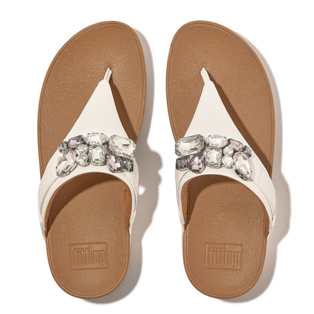 FitFlop Lulu jewel-deluxe leather toe-post sandals HU7 large
