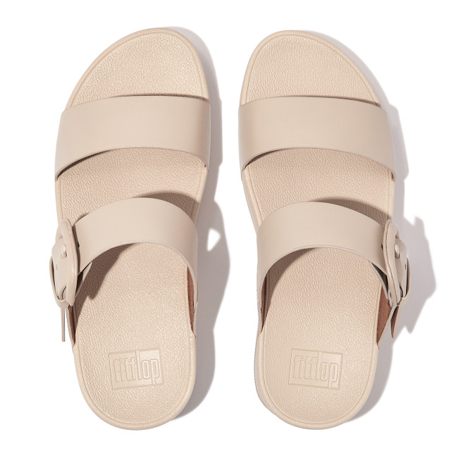 FitFlop Lulu covered-buckle raw-edge leather slides HN1 large