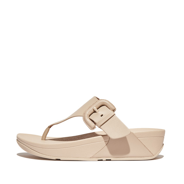 FitFlop Lulu covered-buckle raw-edge leather toe-thongs HG9 large