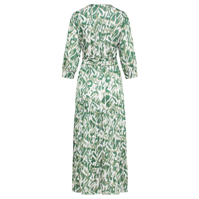 Smashed Lemon 24405 groene satijnen maxi jurk met abstracte print en 24405-000-530 large