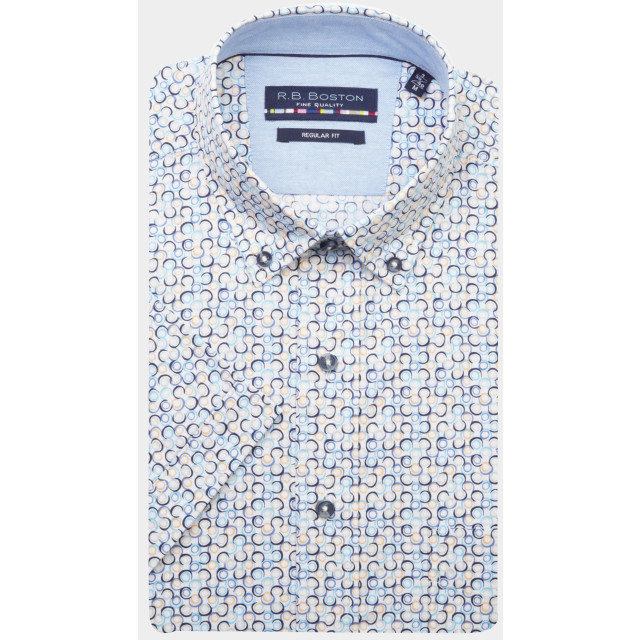 Bos Bright Blue R.b. boston casual hemd korte mouw regular fit 416670/914 178537 large