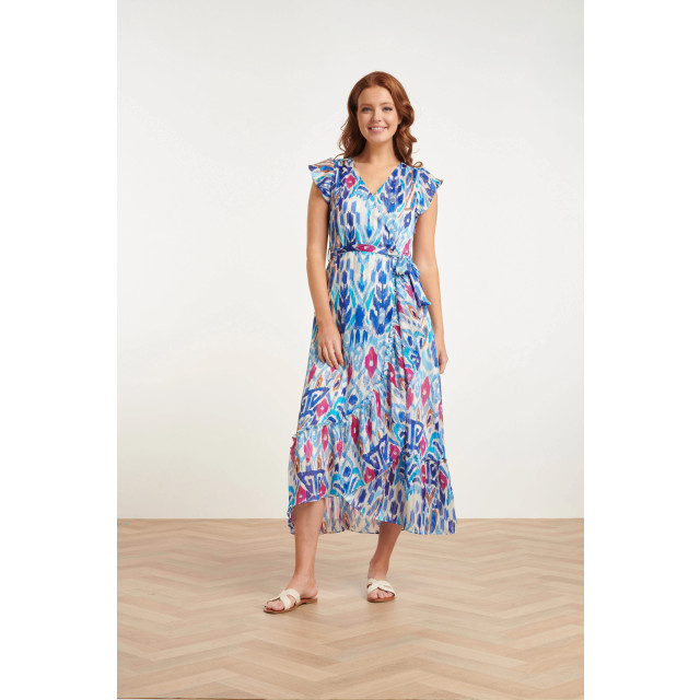 Smashed Lemon 24407 blauw en roze chiffon zomerjurk met azteekse print 24407-000-650 large