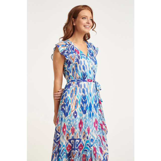 Smashed Lemon 24407 blauw en roze chiffon zomerjurk met azteekse print 24407-000-650 large