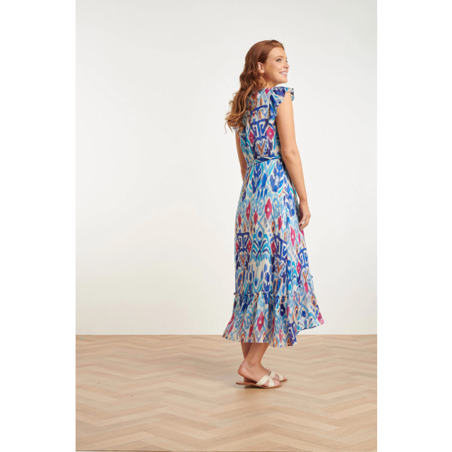 Smashed Lemon 24407 blauw en roze chiffon zomerjurk met azteekse print 24407-000-650 large